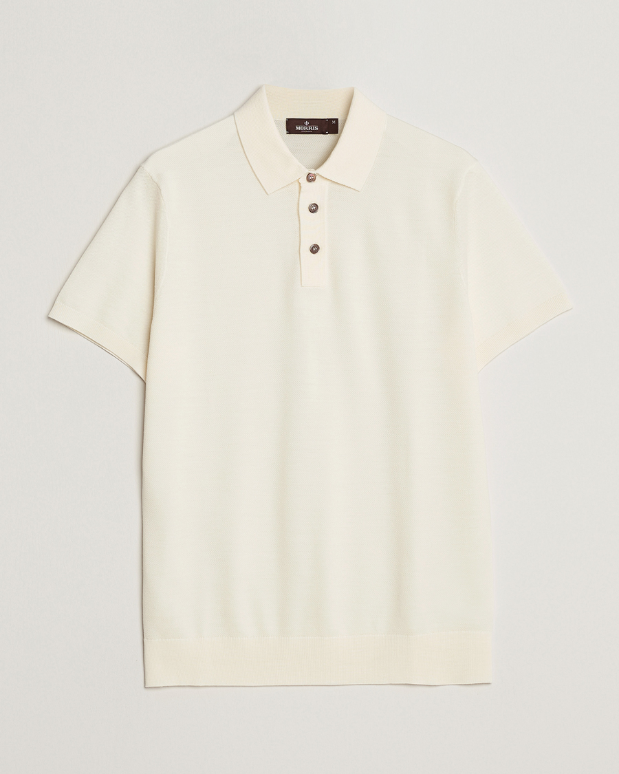 Herren | Poloshirts | Morris Heritage | Alberto Knitted Short Sleeve Polo Shirt Off White