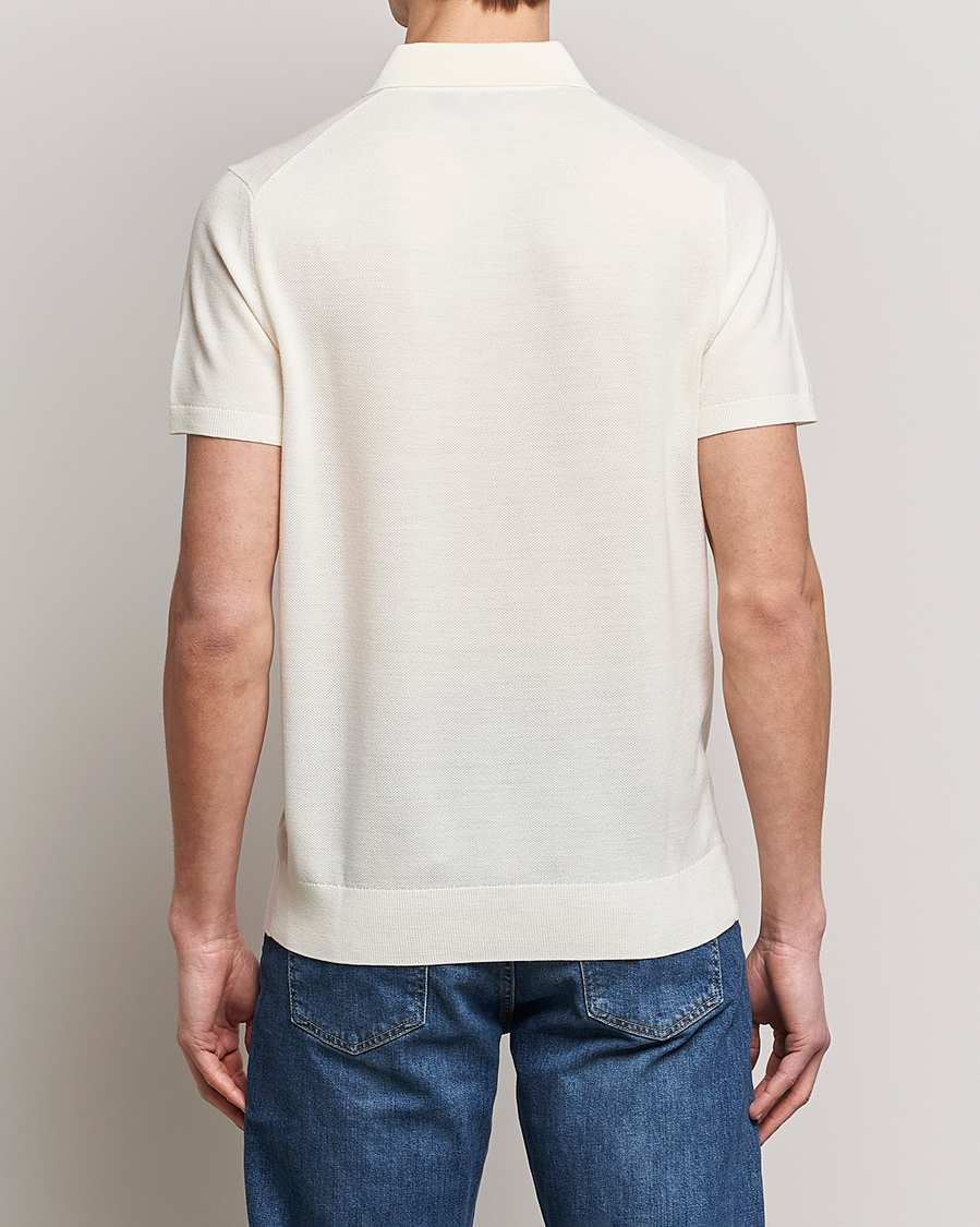 Herren | Poloshirts | Morris Heritage | Alberto Knitted Short Sleeve Polo Shirt Off White