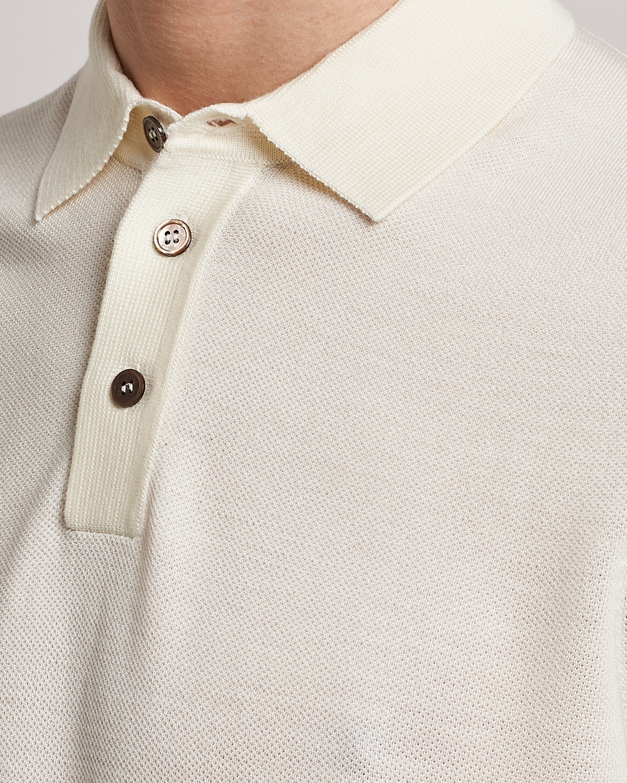 Herren | Poloshirts | Morris Heritage | Alberto Knitted Short Sleeve Polo Shirt Off White