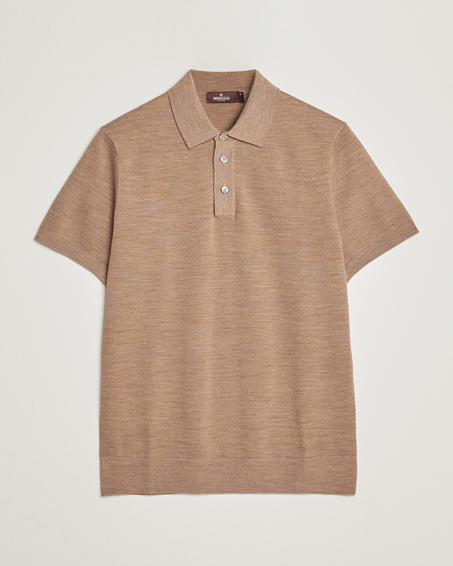 Herren | Poloshirts | Morris Heritage | Alberto Knitted Short Sleeve Polo Shirt Camel