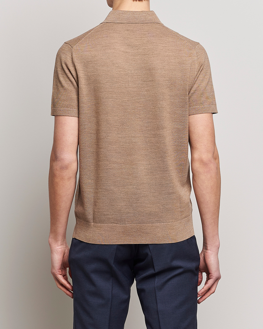 Herren | Poloshirts | Morris Heritage | Alberto Knitted Short Sleeve Polo Shirt Camel