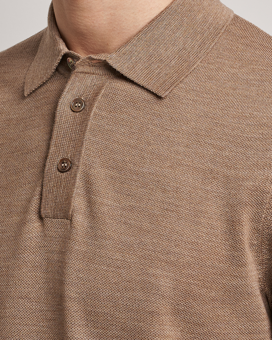 Herren | Poloshirts | Morris Heritage | Alberto Knitted Short Sleeve Polo Shirt Camel