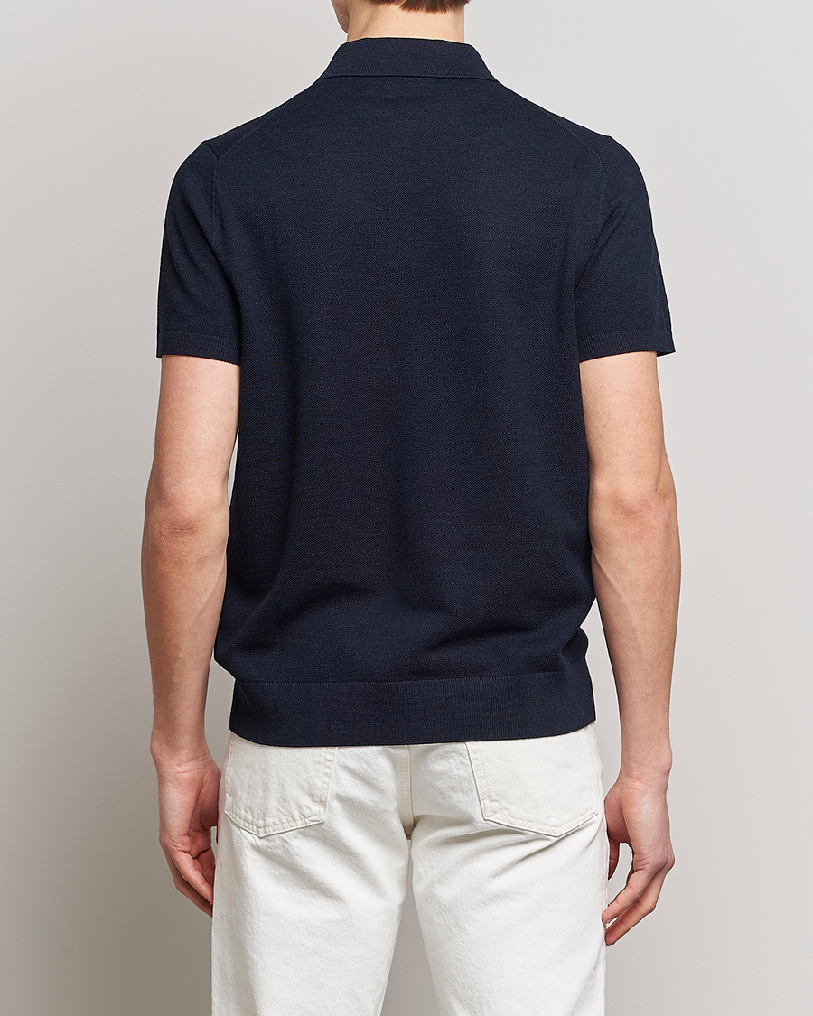 Herren | Poloshirts | Morris Heritage | Alberto Knitted Short Sleeve Polo Shirt Navy