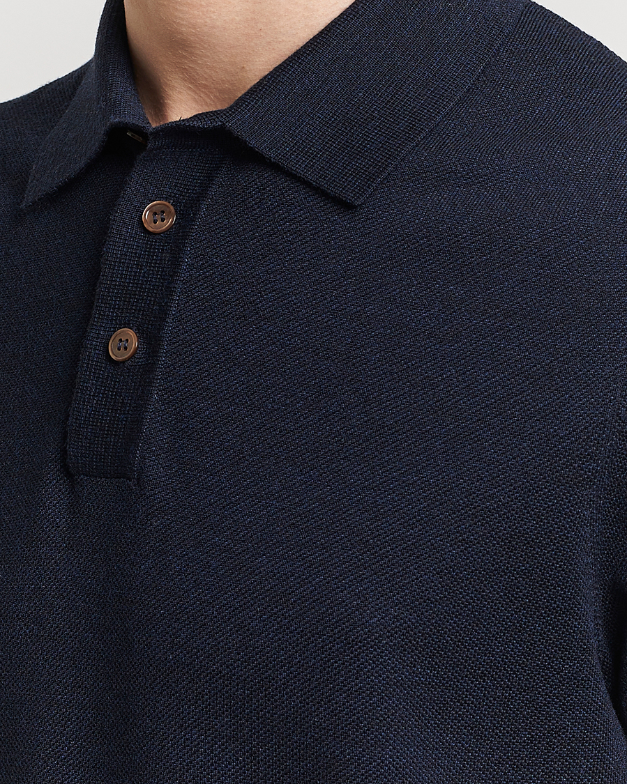 Herren | Poloshirts | Morris Heritage | Alberto Knitted Short Sleeve Polo Shirt Navy