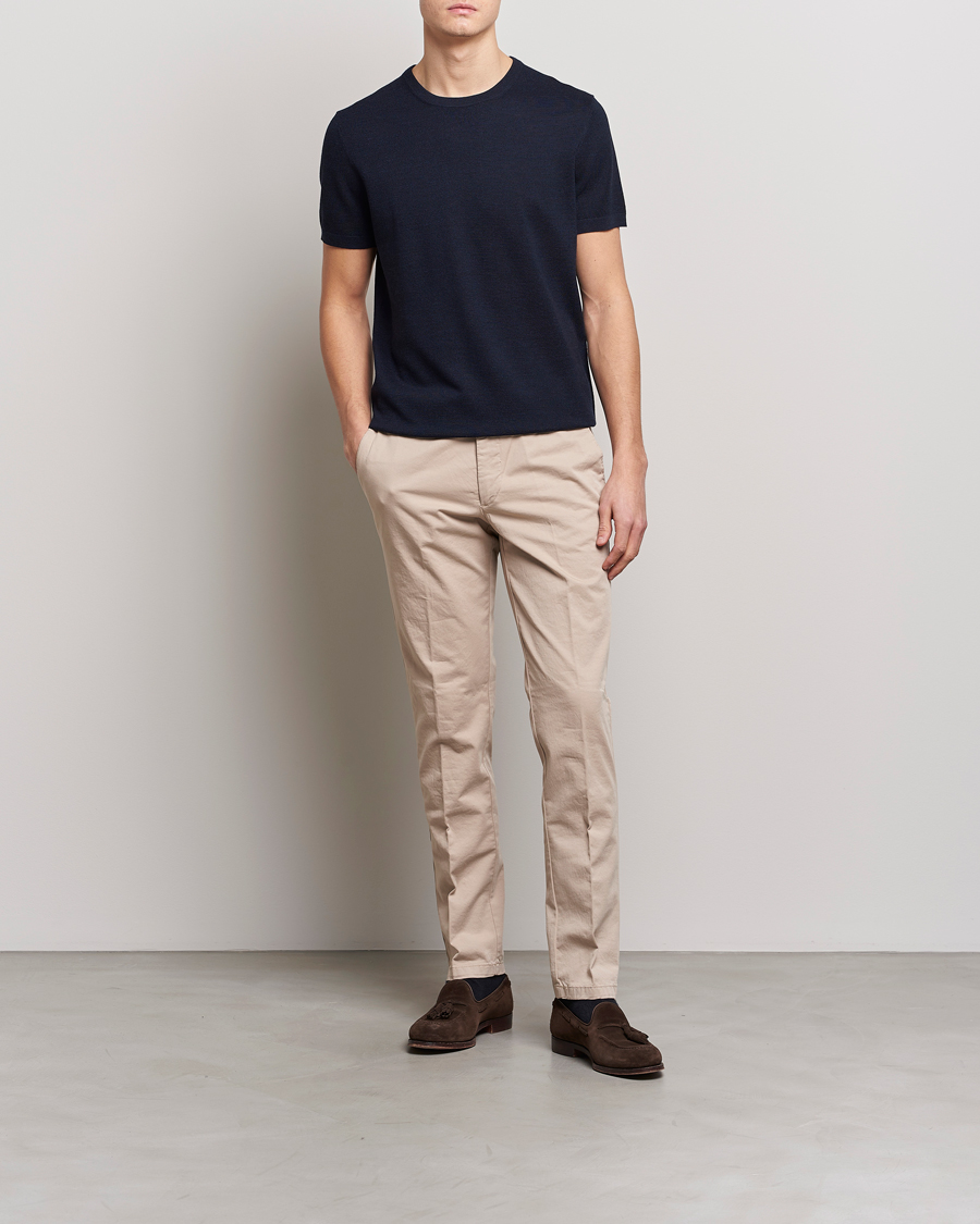 Herren | T-Shirts | Morris Heritage | Alberto Knitted T-Shirt Navy