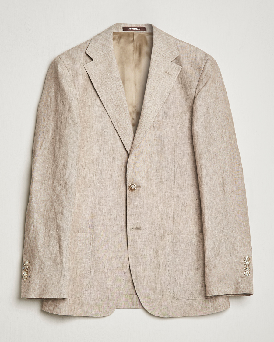 Herren | Sakkos | Morris Heritage | Mike Patch Pocket Linen Suit Blazer Beige