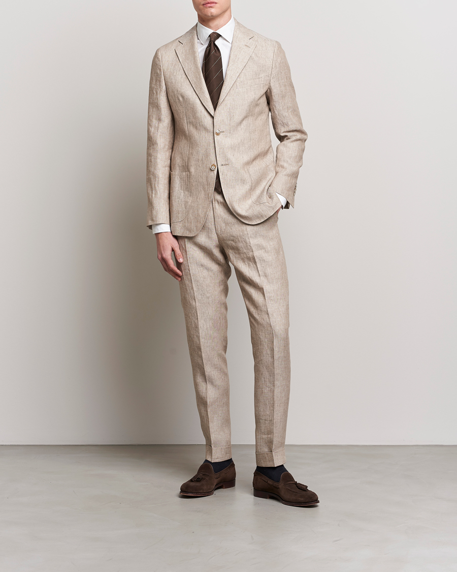 Herren | Sakkos | Morris Heritage | Mike Patch Pocket Linen Suit Blazer Beige