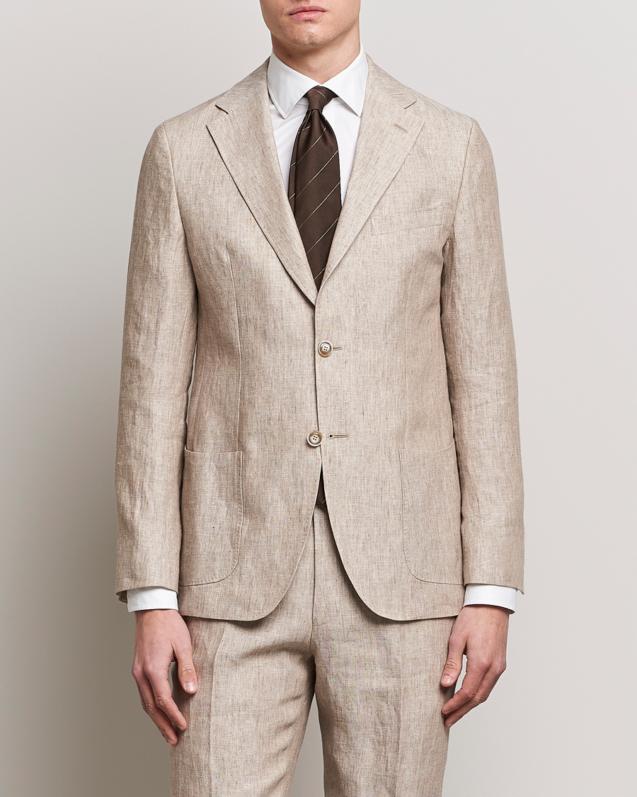 Herren | Sakkos | Morris Heritage | Mike Patch Pocket Linen Suit Blazer Beige