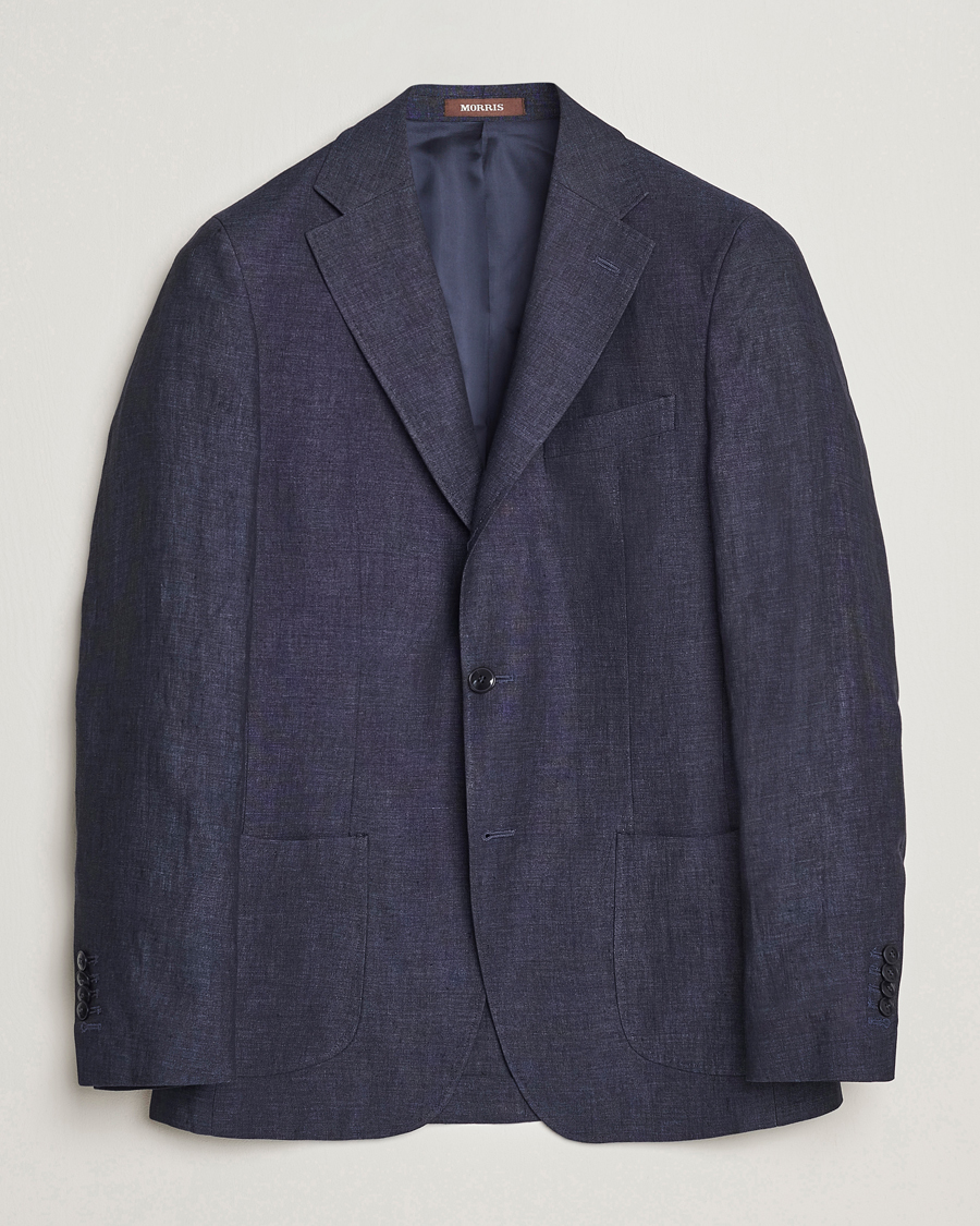 Herren | Sakkos | Morris Heritage | Mike Patch Pocket Linen Suit Blazer Navy