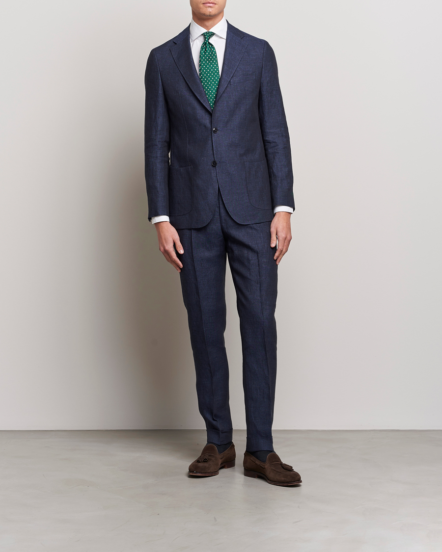 Herren | Sakkos | Morris Heritage | Mike Patch Pocket Linen Suit Blazer Navy