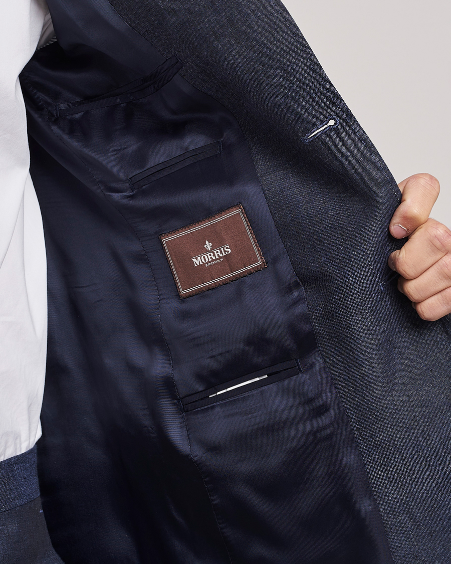 Herren | Sakkos | Morris Heritage | Mike Patch Pocket Linen Suit Blazer Navy