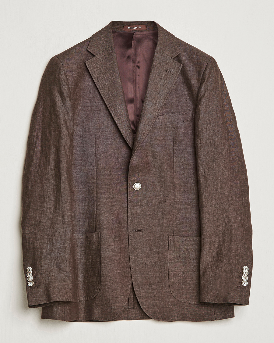Herren | Sakkos | Morris Heritage | Mike Patch Pocket Linen Suit Blazer Brown