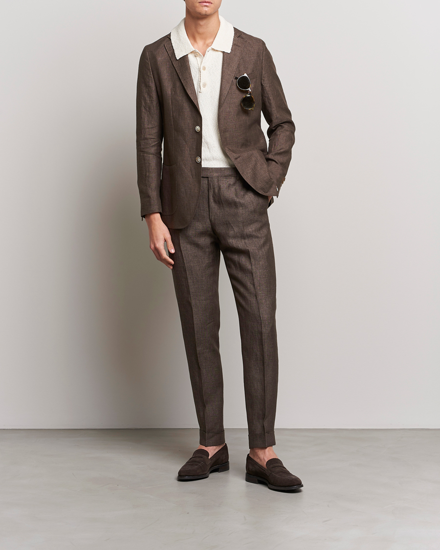 Herren | Sakkos | Morris Heritage | Mike Patch Pocket Linen Suit Blazer Brown