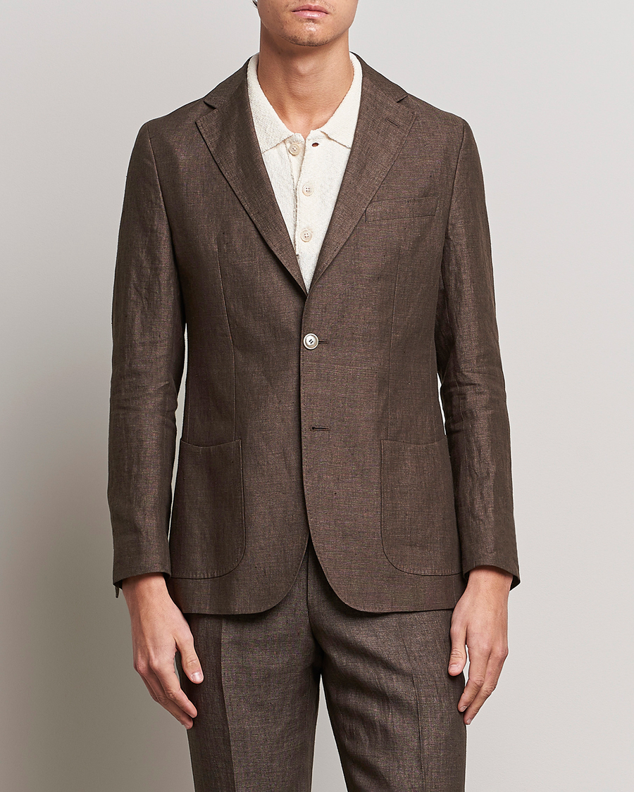 Herren |  | Morris Heritage | Mike Patch Pocket Linen Suit Blazer Brown