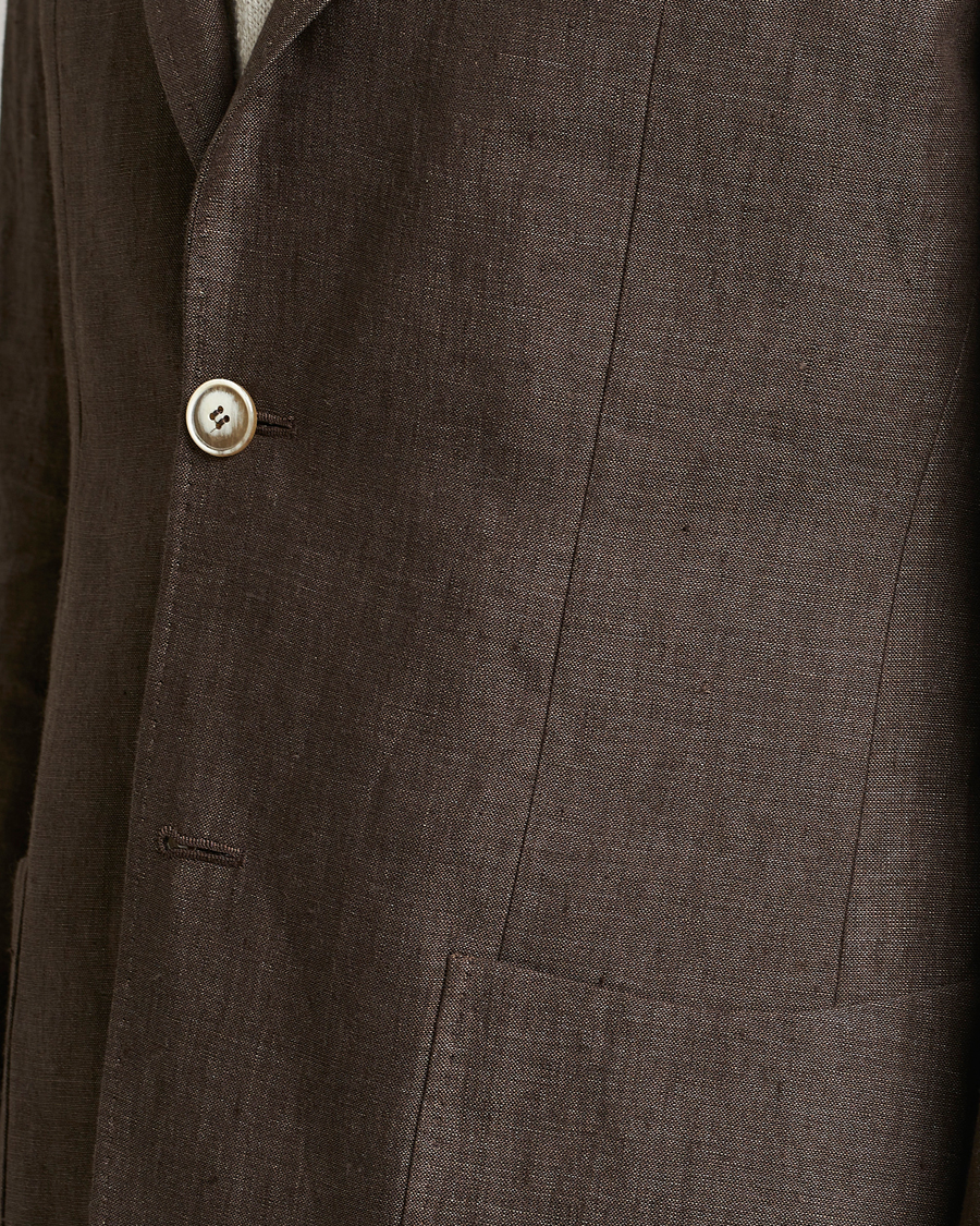 Herren | Sakkos | Morris Heritage | Mike Patch Pocket Linen Suit Blazer Brown