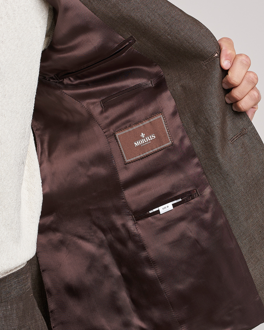 Herren | Sakkos | Morris Heritage | Mike Patch Pocket Linen Suit Blazer Brown