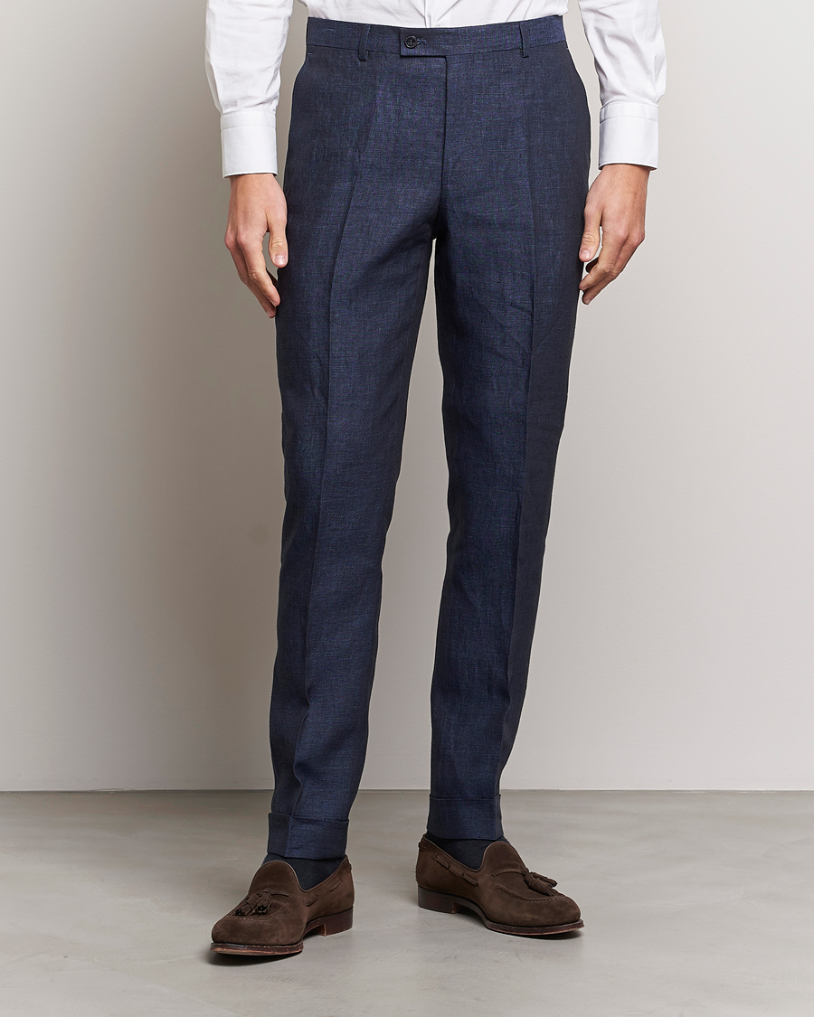 Herren | Leinenhosen | Morris Heritage | Jack Linen Suit Trousers Navy