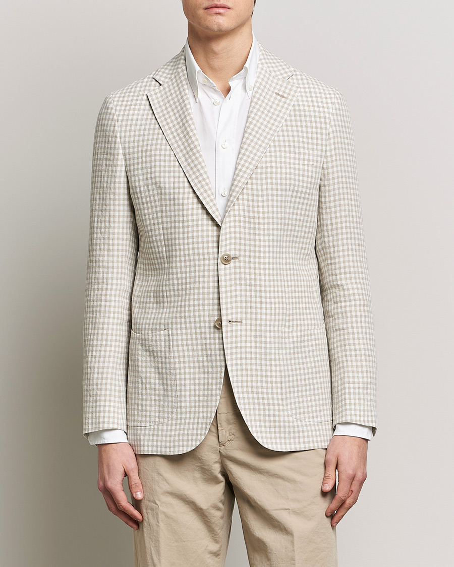 Herren |  | Morris Heritage | Mike Check Linen Blazer Off White