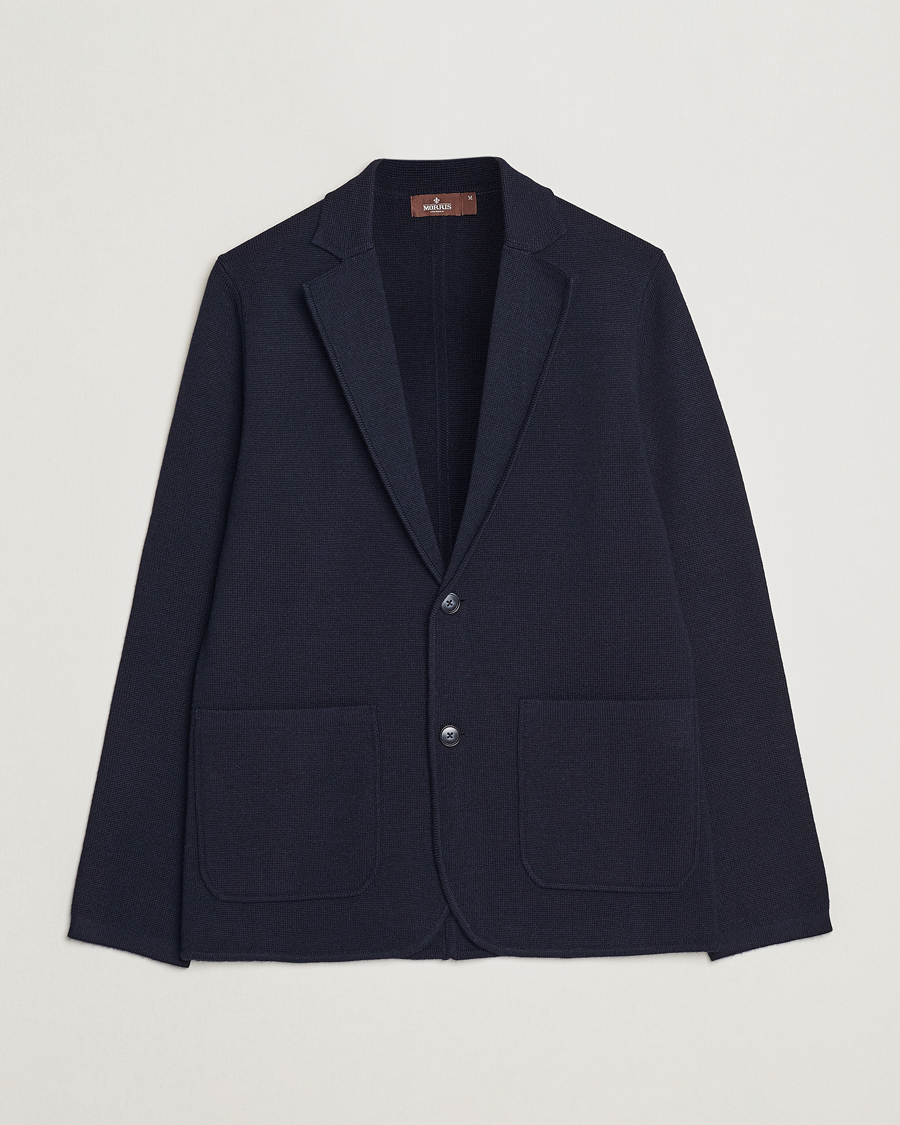Herren | Sakkos | Morris Heritage | Knitted Wool Blazer Navy