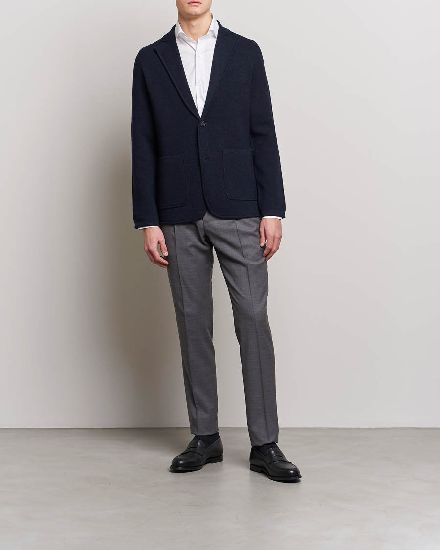 Herren | Sakkos | Morris Heritage | Knitted Wool Blazer Navy