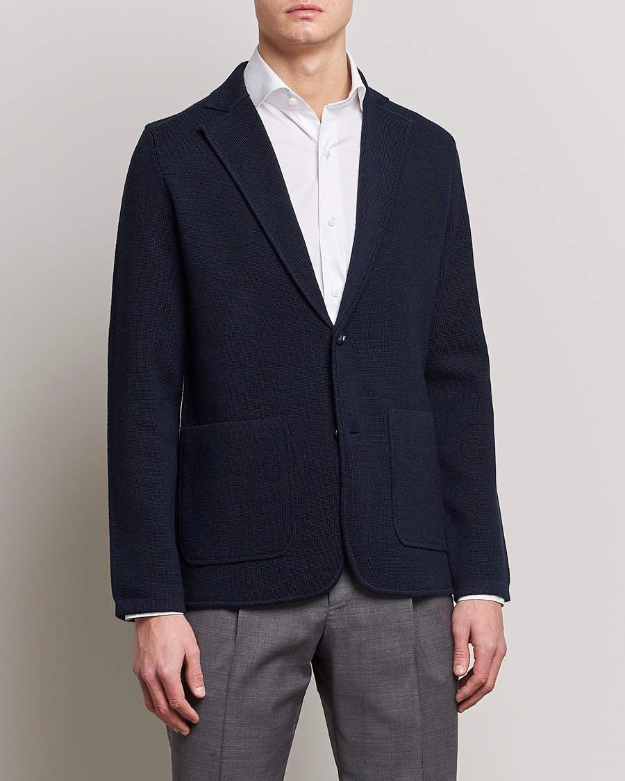 Herren | Sakkos | Morris Heritage | Knitted Wool Blazer Navy