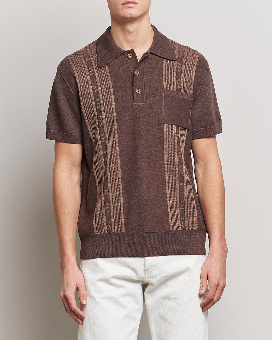 Herren |  | Nudie Jeans | Frippe Knitted Polo Brown