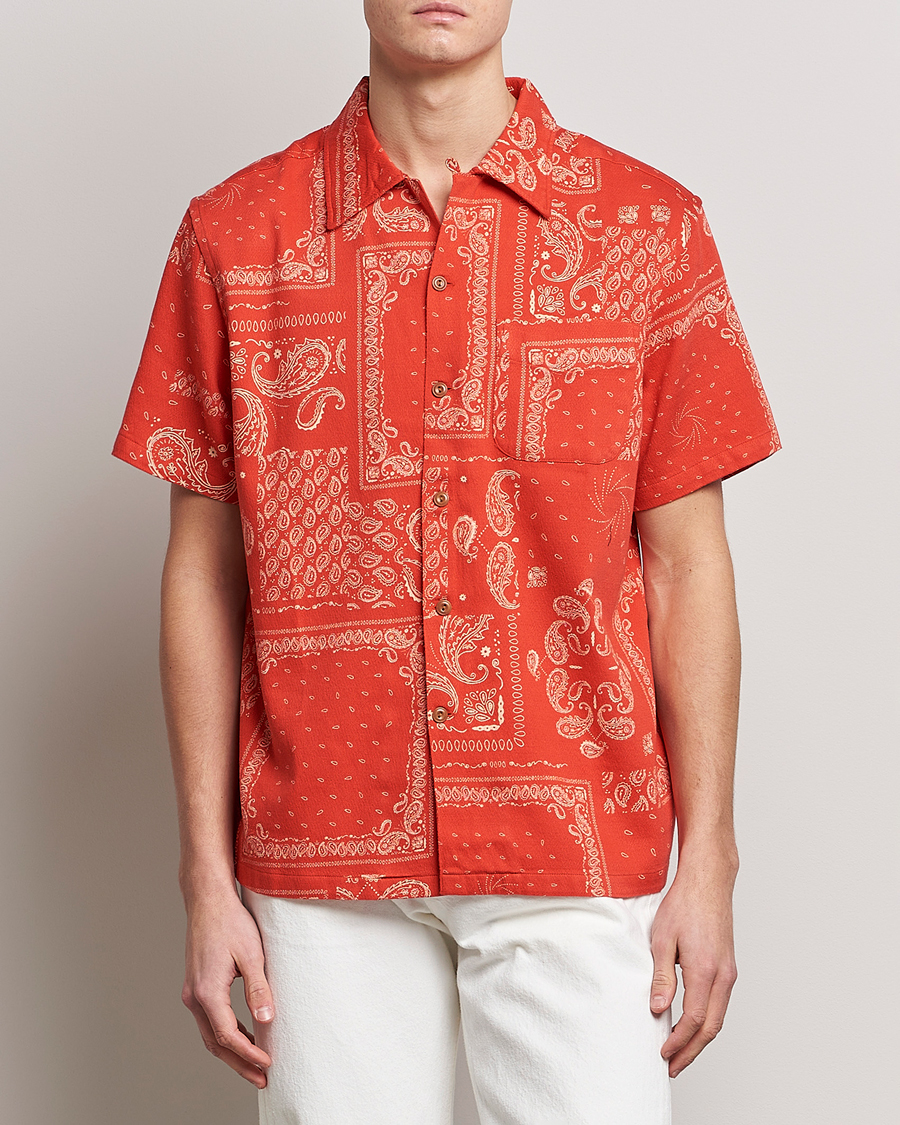 Herren | Nudie Jeans | Nudie Jeans | Aron Printed Short Sleeve Shirt Red