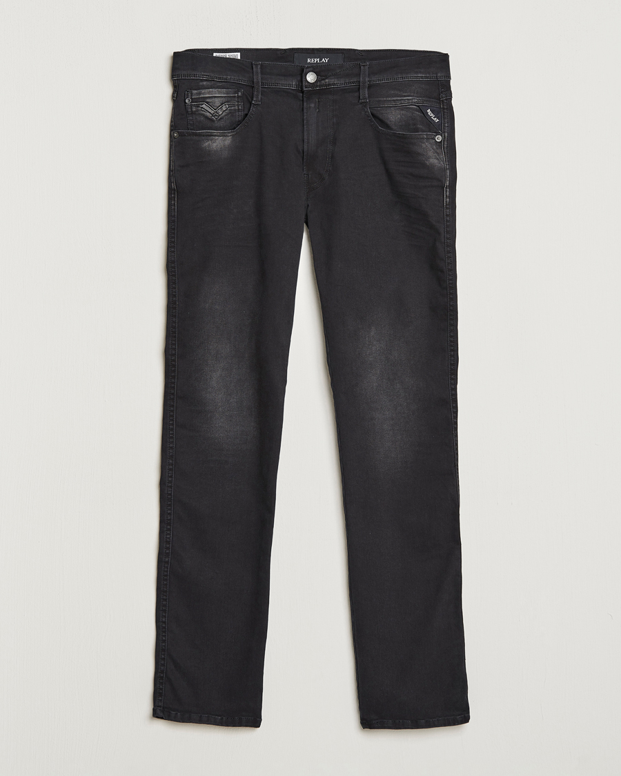Herren | Jeans | Replay | Anbass Hyperflex Recyceled 360 Jeans Washed Black