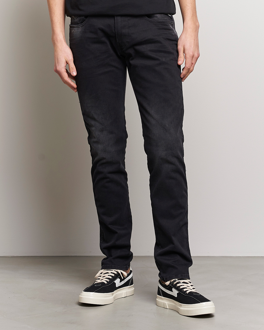 Herren | Schwartze Jeans | Replay | Anbass Hyperflex Recyceled 360 Jeans Washed Black