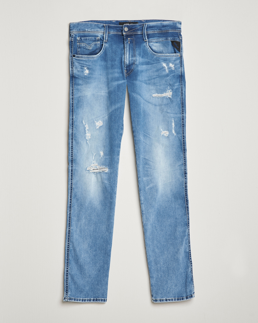 Herren | Jeans | Replay | Anbass Hyperflex X-Lite Shredded Jeans Light Blue