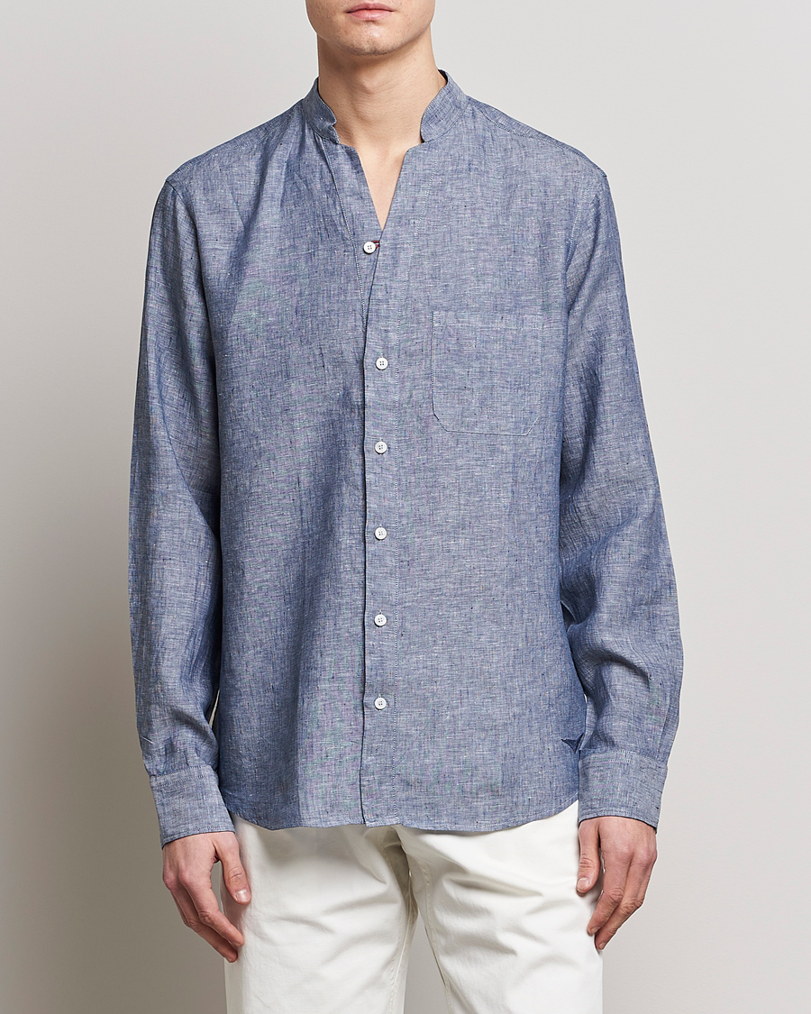 Herren | Luxury Brands | SEASE | Fishtail Linen Shirt Sky Blue
