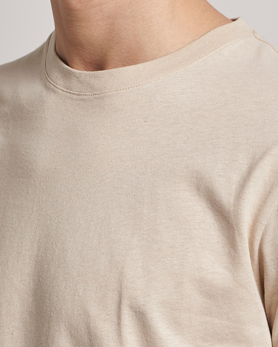 Herren | T-Shirts | Tiger of Sweden | Dillan Linen Cotton T-Shirt Cream Sand