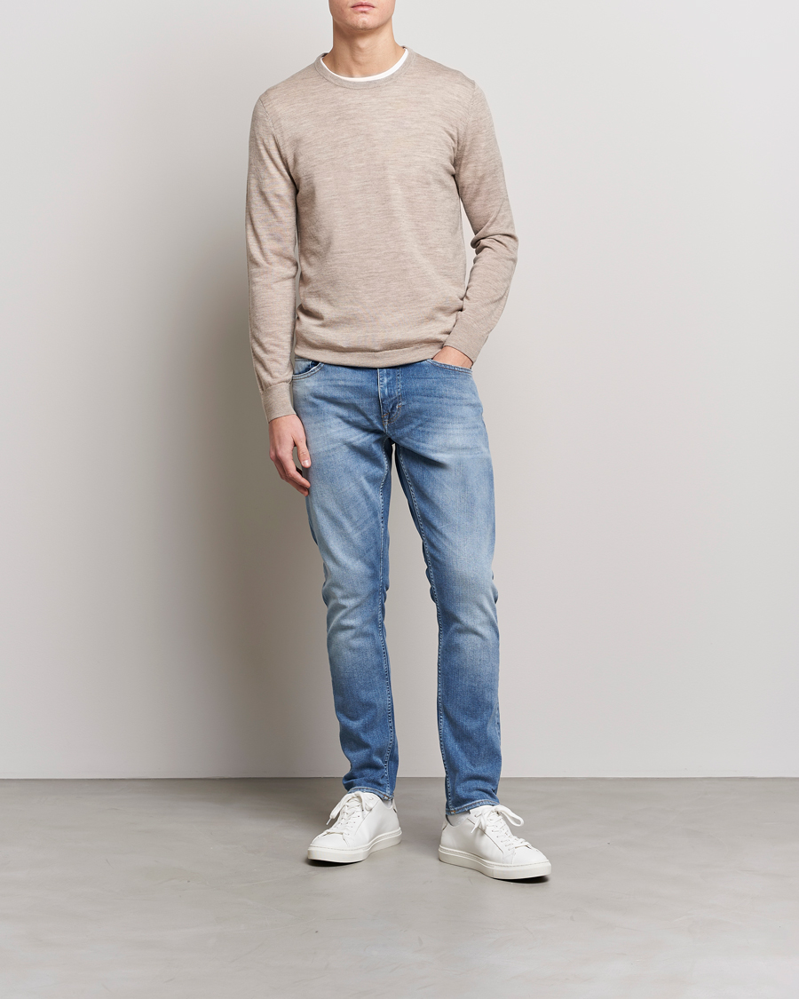 Herren | Pullover | Tiger of Sweden | Nichols Extra Fine Merino Crew Neck Beige Melange