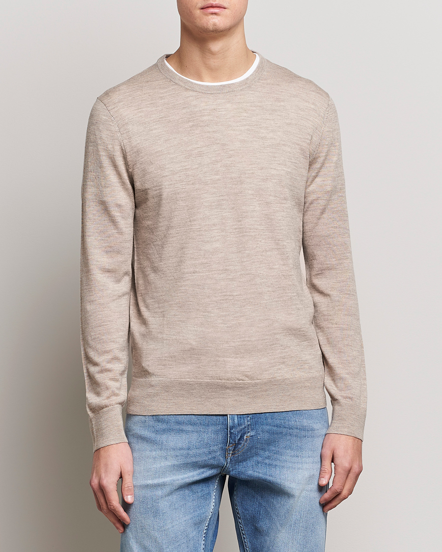 Herren | Pullover | Tiger of Sweden | Nichols Extra Fine Merino Crew Neck Beige Melange