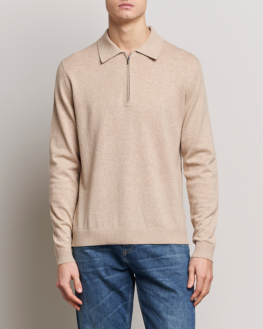 Herren |  | Tiger of Sweden | Orbit Merino Wool Half Zip Beige Melange