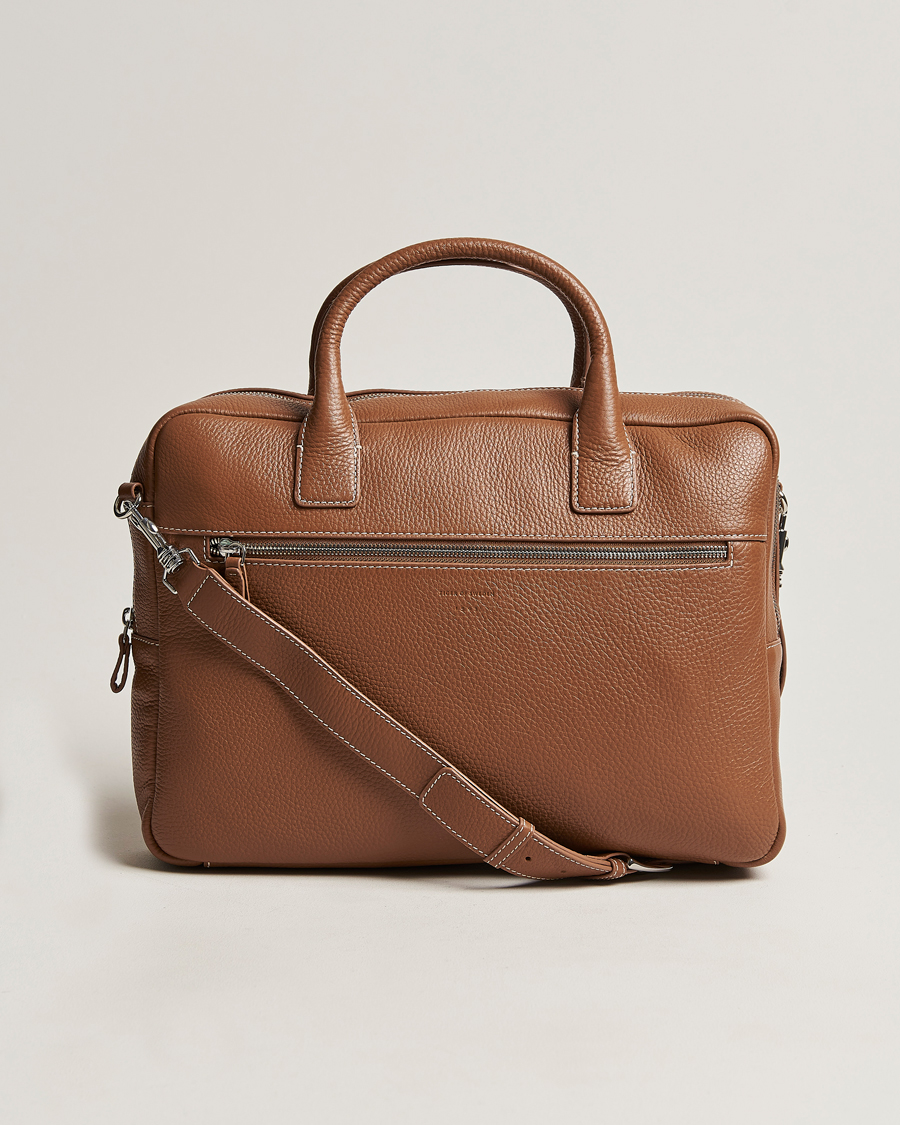 Herren | Tiger of Sweden Beckholmen Cow Leather Computer Bag Caramel Cafe | Tiger of Sweden | Beckholmen Cow Leather Computer Bag Caramel Cafe