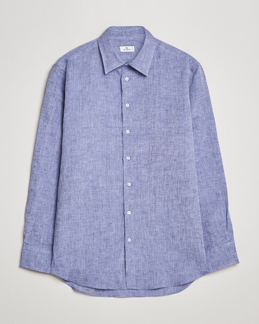 Herren | Hemden | Etro | Linen Sport Shirt Dark Blue
