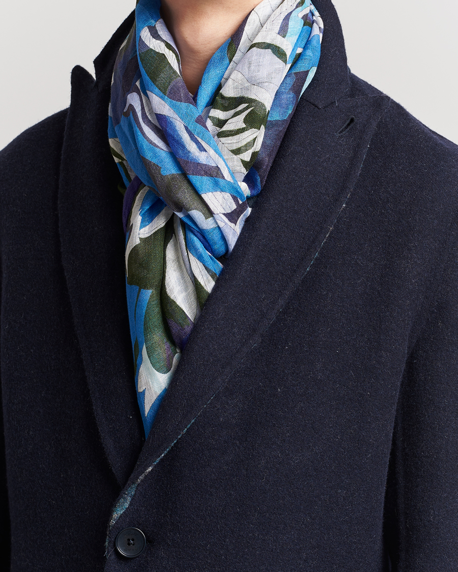 Herren |  | Etro | Floreale Linen Scarf Light Blue