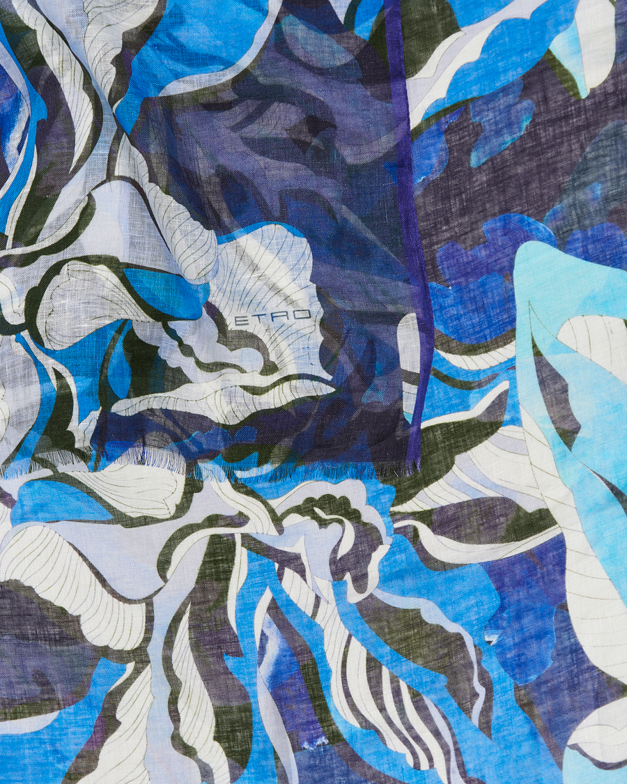 Herren | Etro Floreale Linen Scarf Light Blue | Etro | Floreale Linen Scarf Light Blue