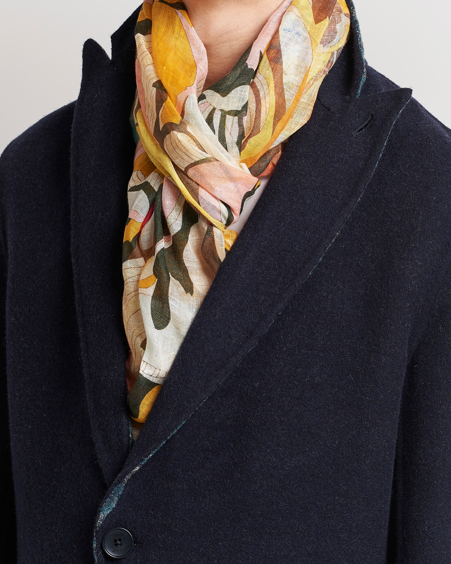 Herren |  | Etro | Floreale Linen Scarf White/Yellow