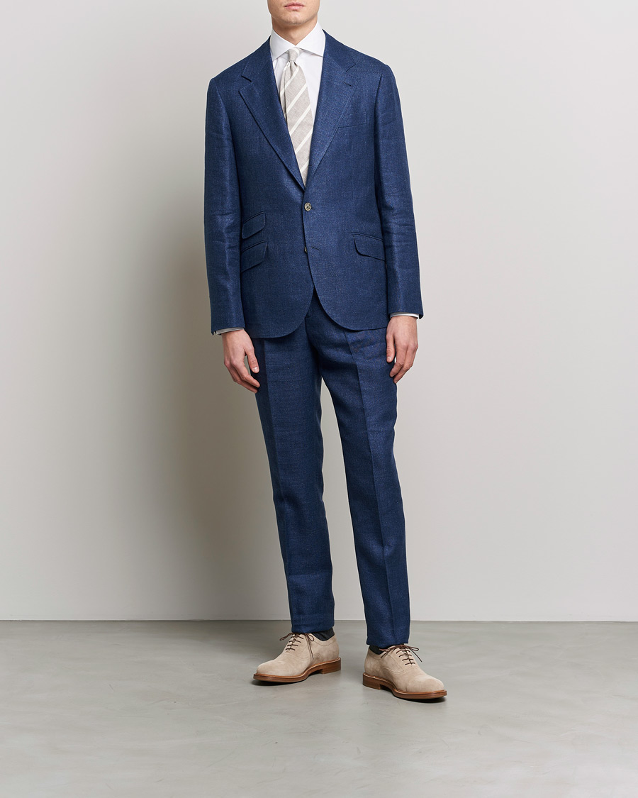 Herren | Anzüge | Brunello Cucinelli | Linen/Silk Suit Royal Blue