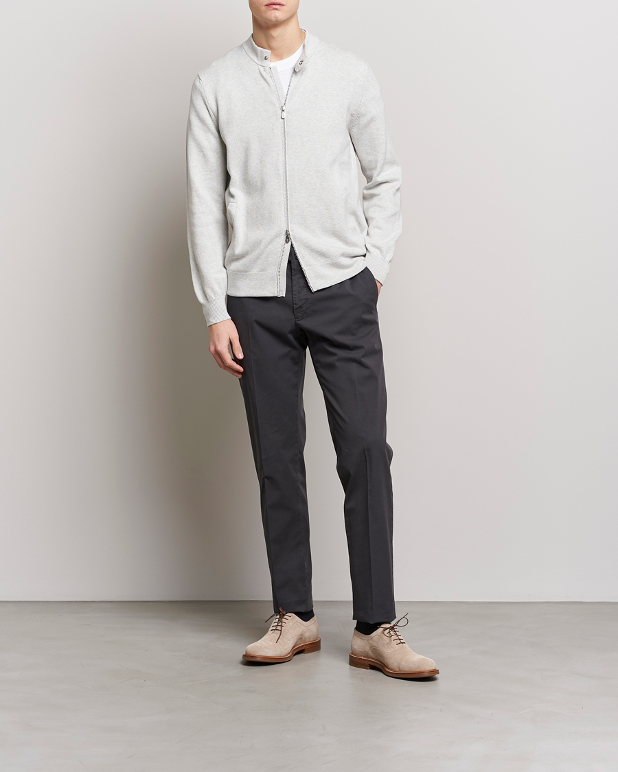 Herren | Pullover | Brunello Cucinelli | Knitted Zip Blouson Pearl Grey