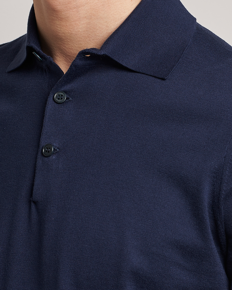 Herren | Poloshirts | Brunello Cucinelli | Short Sleeve Knitted Polo Navy