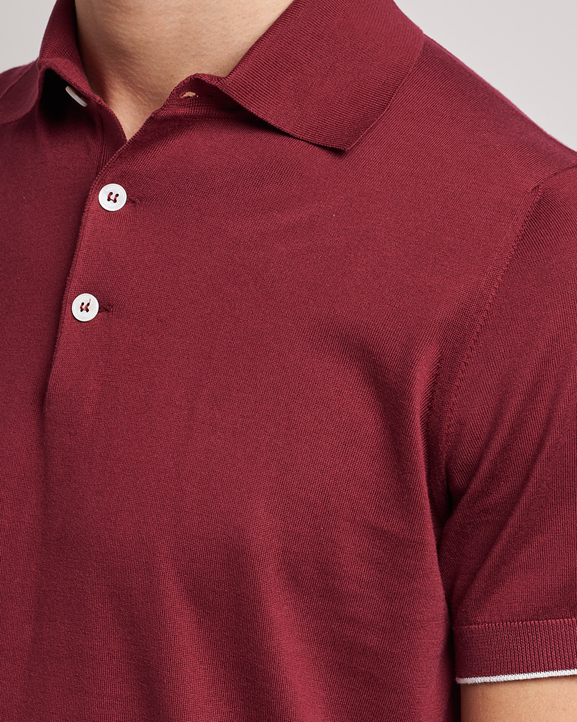 Herren | Poloshirt | Brunello Cucinelli | Short Sleeve Knitted Polo Burgundy