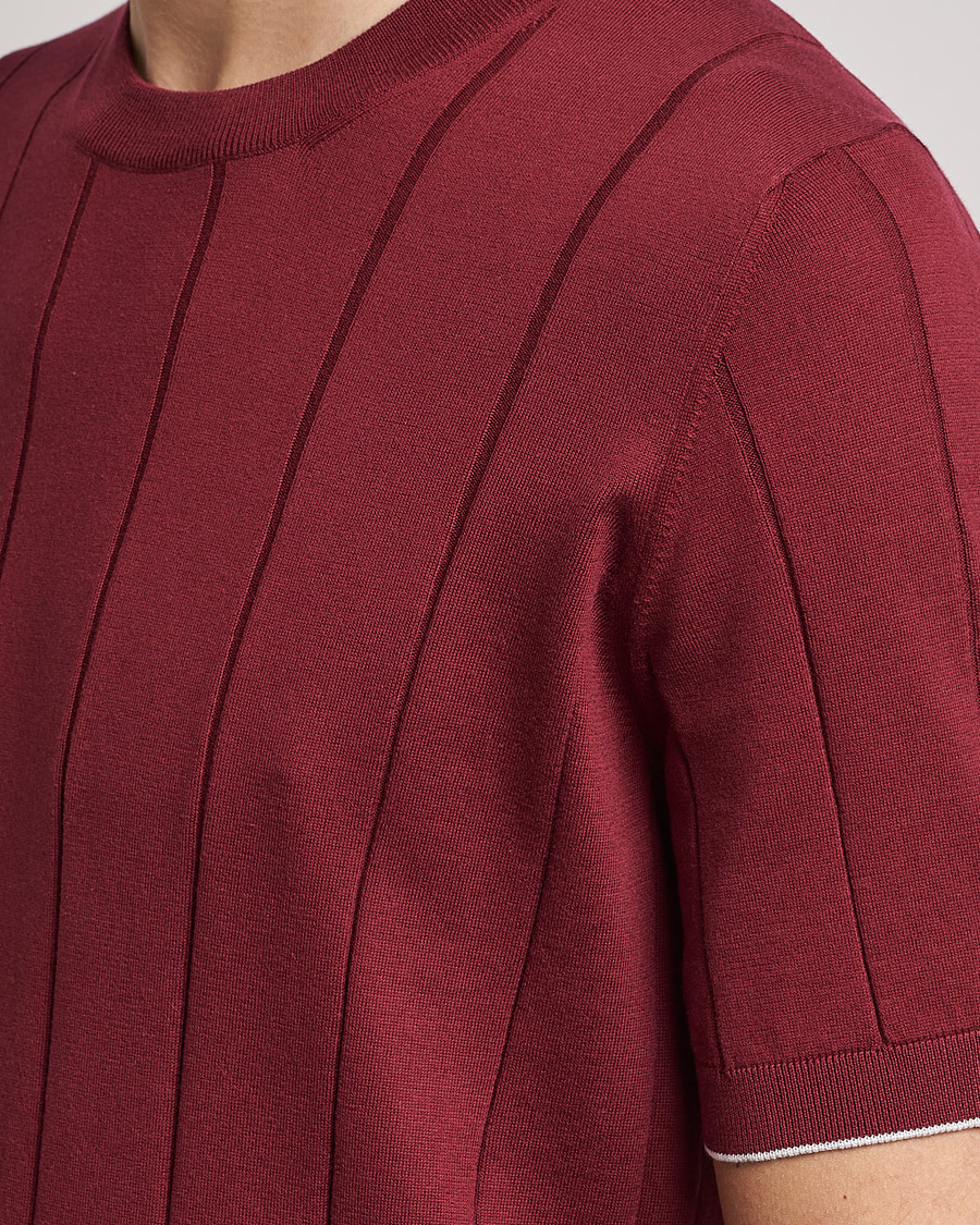 Herren | T-Shirts | Brunello Cucinelli | Rib Knitted T-Shirt Burgundy