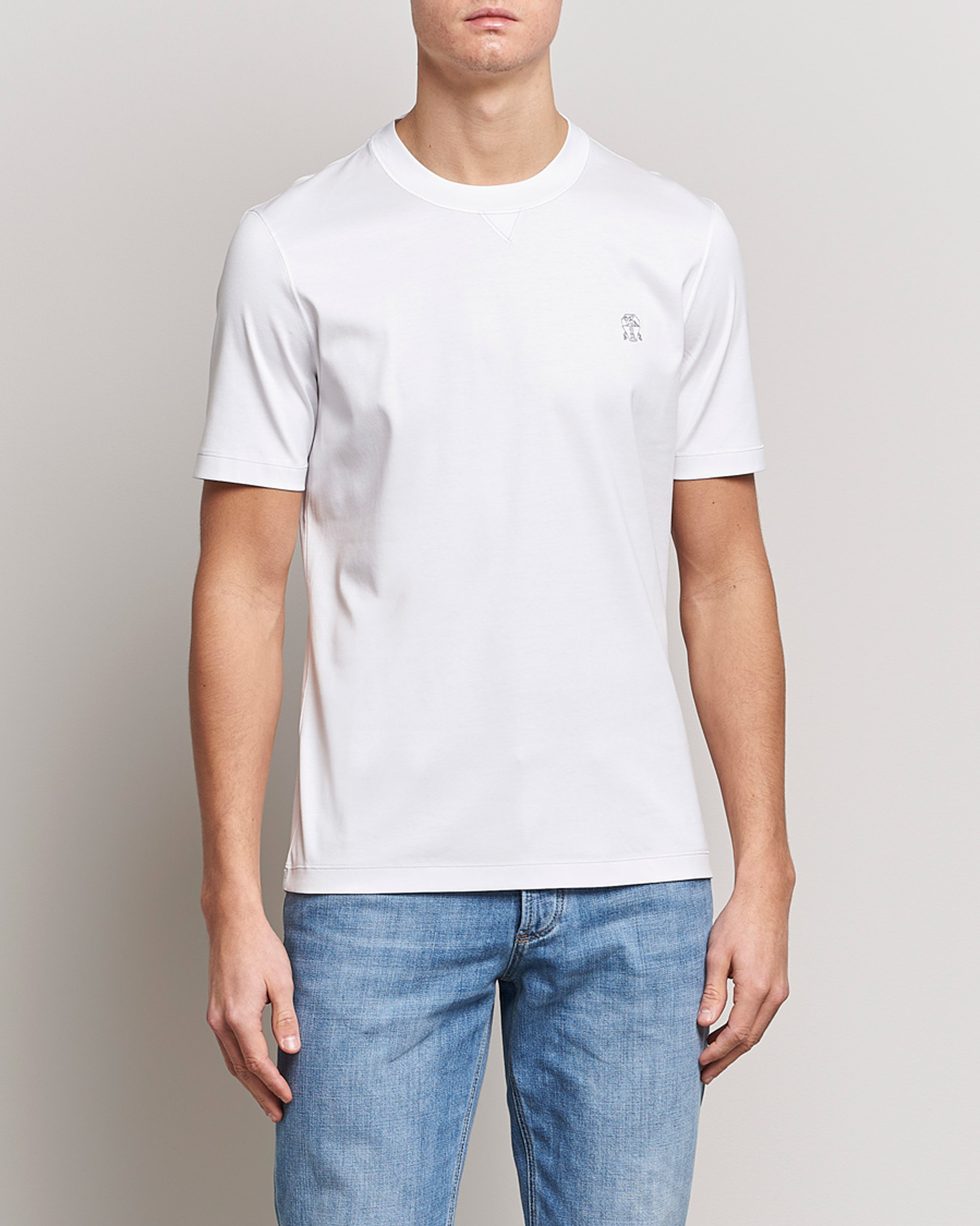Herren | Weiße T-Shirts | Brunello Cucinelli | Short Sleeve Logo T-shirt White