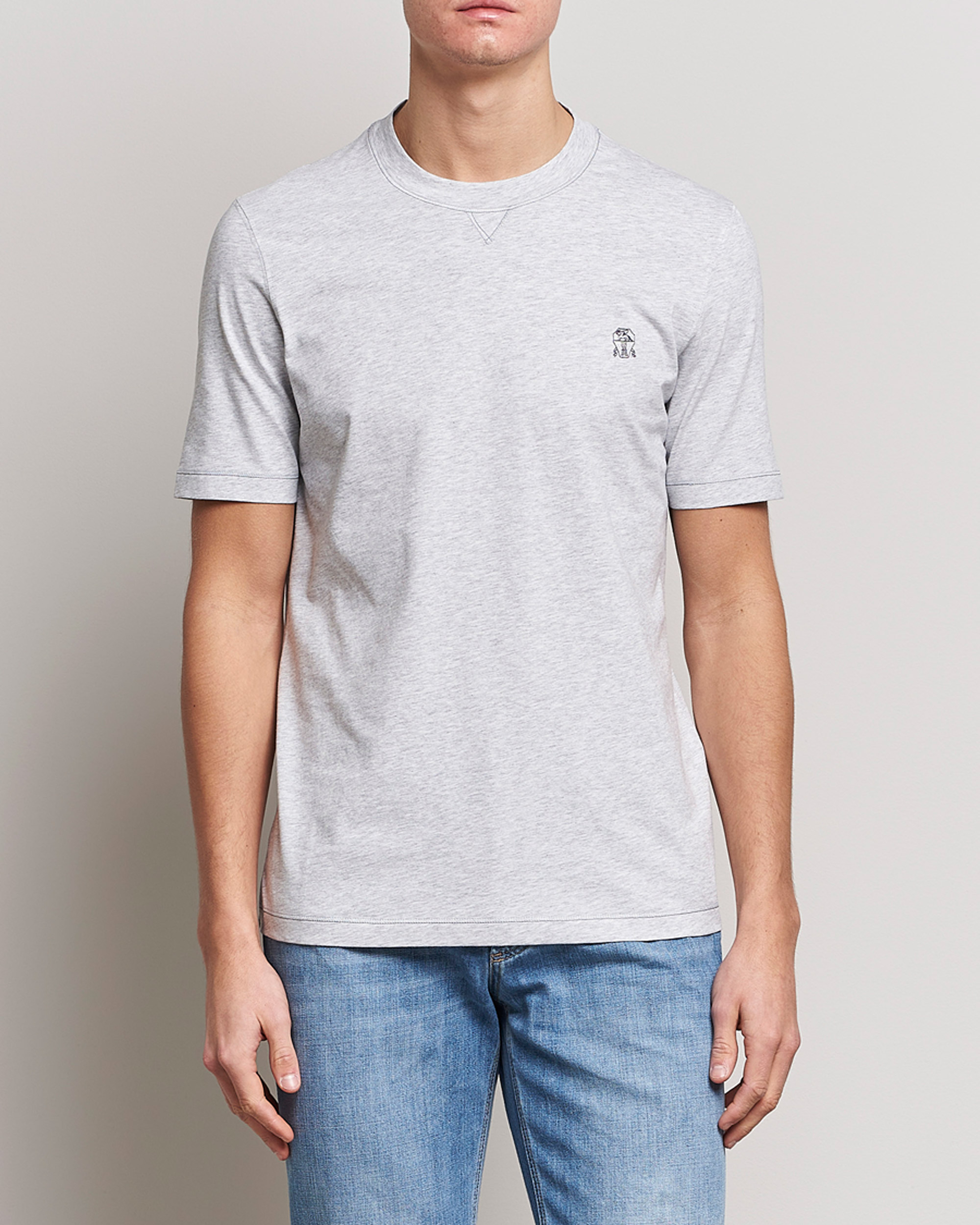 Herren | Brunello Cucinelli | Brunello Cucinelli | Short Sleeve Logo T-shirt Light Grey