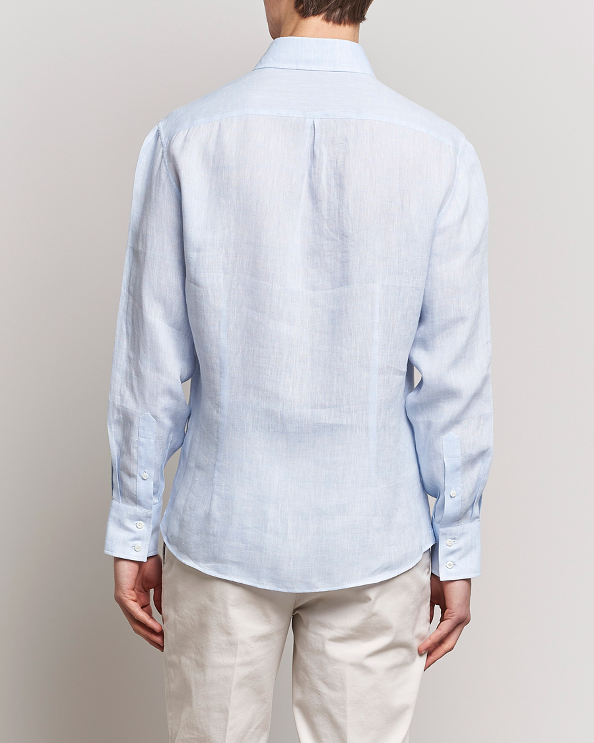 Herren | Hemden | Brunello Cucinelli | Slim Fit Linen Sport Shirt Light Blue
