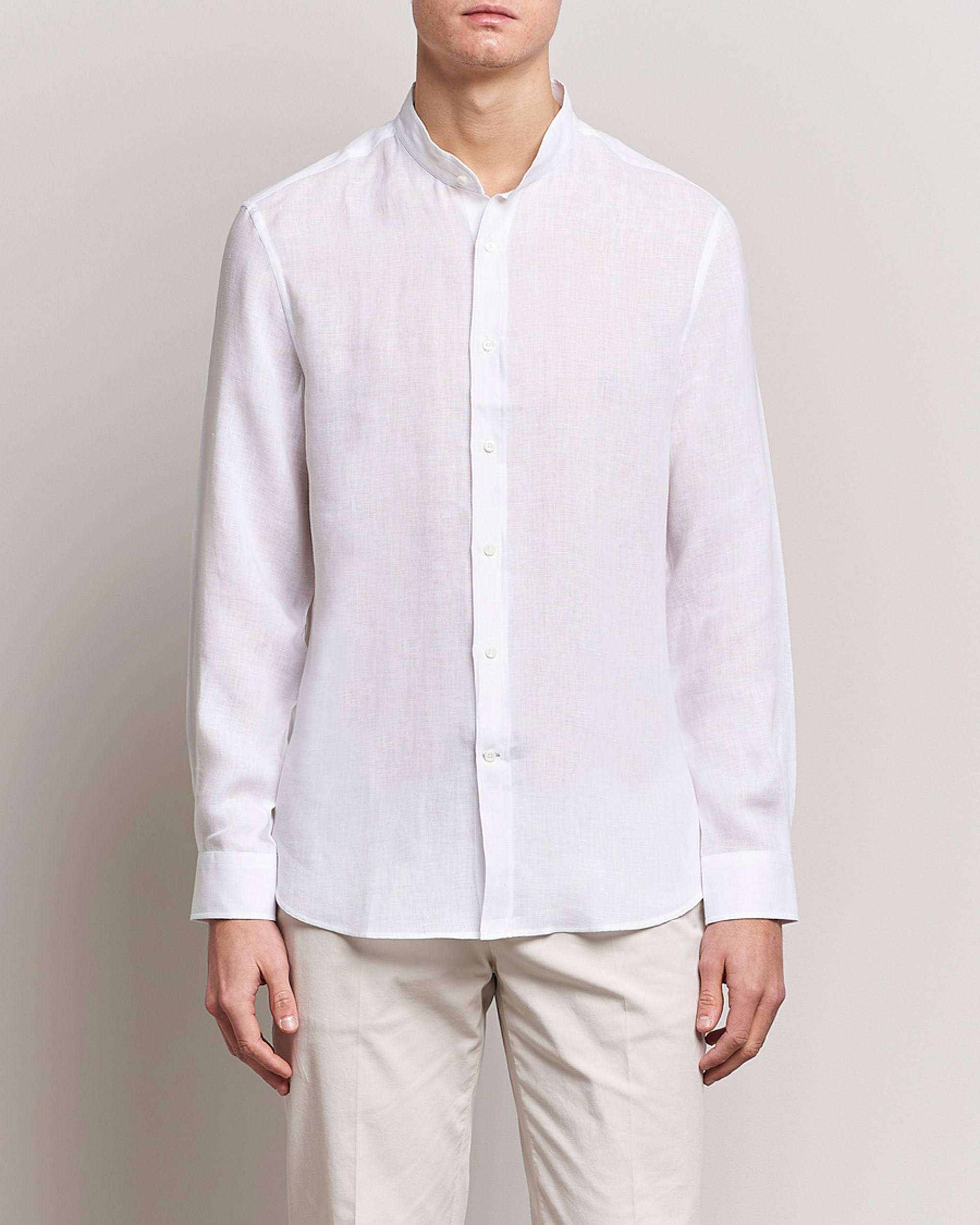 Herren | Brunello Cucinelli | Brunello Cucinelli | Linen Guru Collar Shirt White