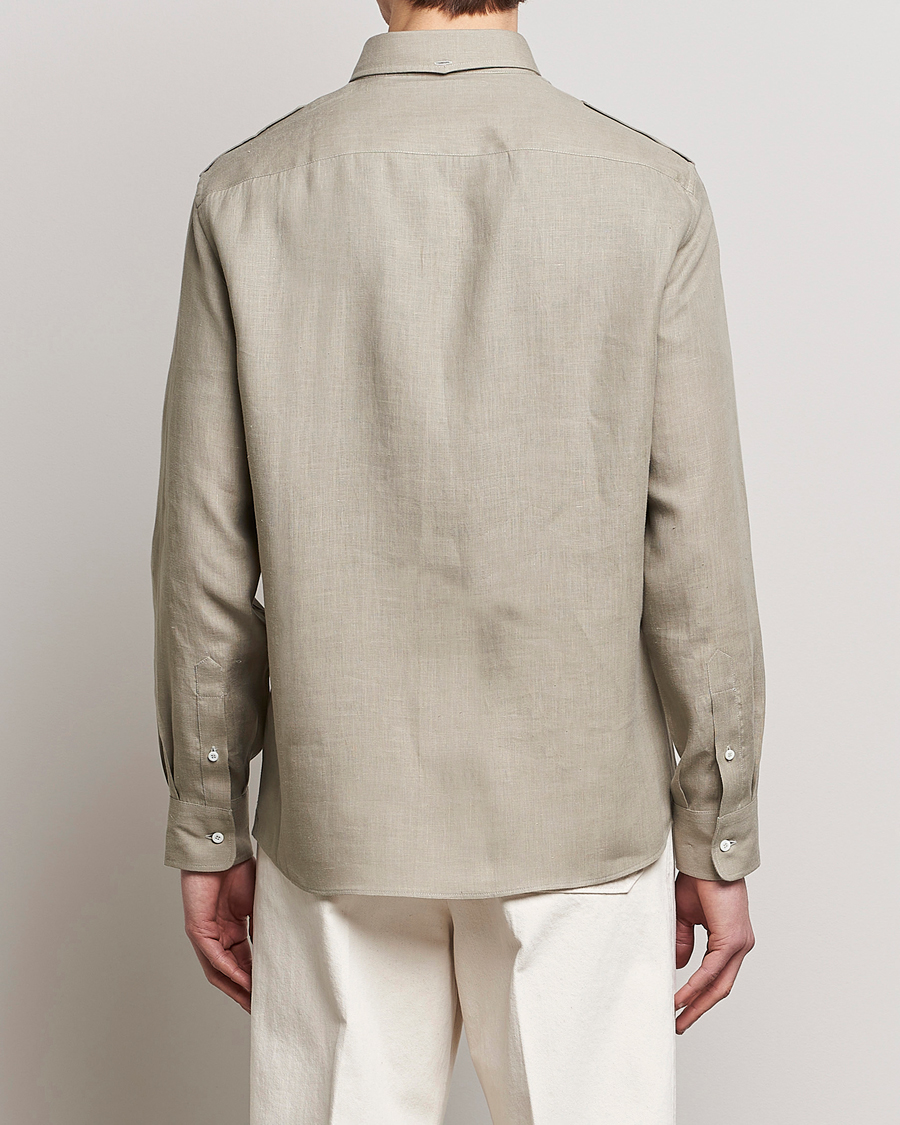 Herren | Hemden | Brunello Cucinelli | Linen Canapa Safari Shirt Olive